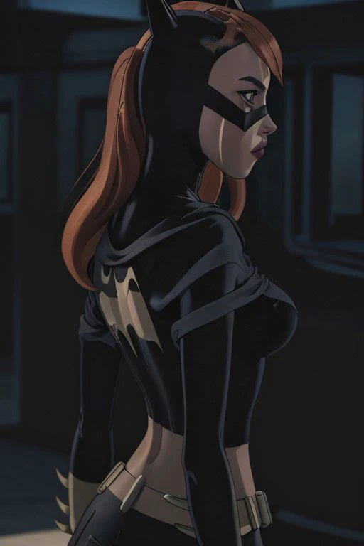 (Highres), (Detailed Illustration), Ultra-Detailed, 8k, nsfw, (masterpiece,best quality,absurdres,beautiful,intricate,4k,detailed,aesthetic),from side, orange hair, batgirl, crop top,tank top,medium breasts,sideboob, ((clothed nipples)) <lora:crop_top_overhang_v0.1:0.7> <lora:add_detail:1> <lora:hairdetailer:0.8>