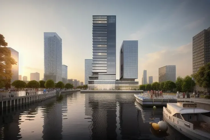 real,(realistic), photo realistic, architecture photography, highly detailed, (masterpiece),(high quality), best quality,  super detailed, full detail, 4k ,8k, zarch_highrise, architecture, highrise, river, (sunset:0.25), <lora:zarch_highrise:0.55>