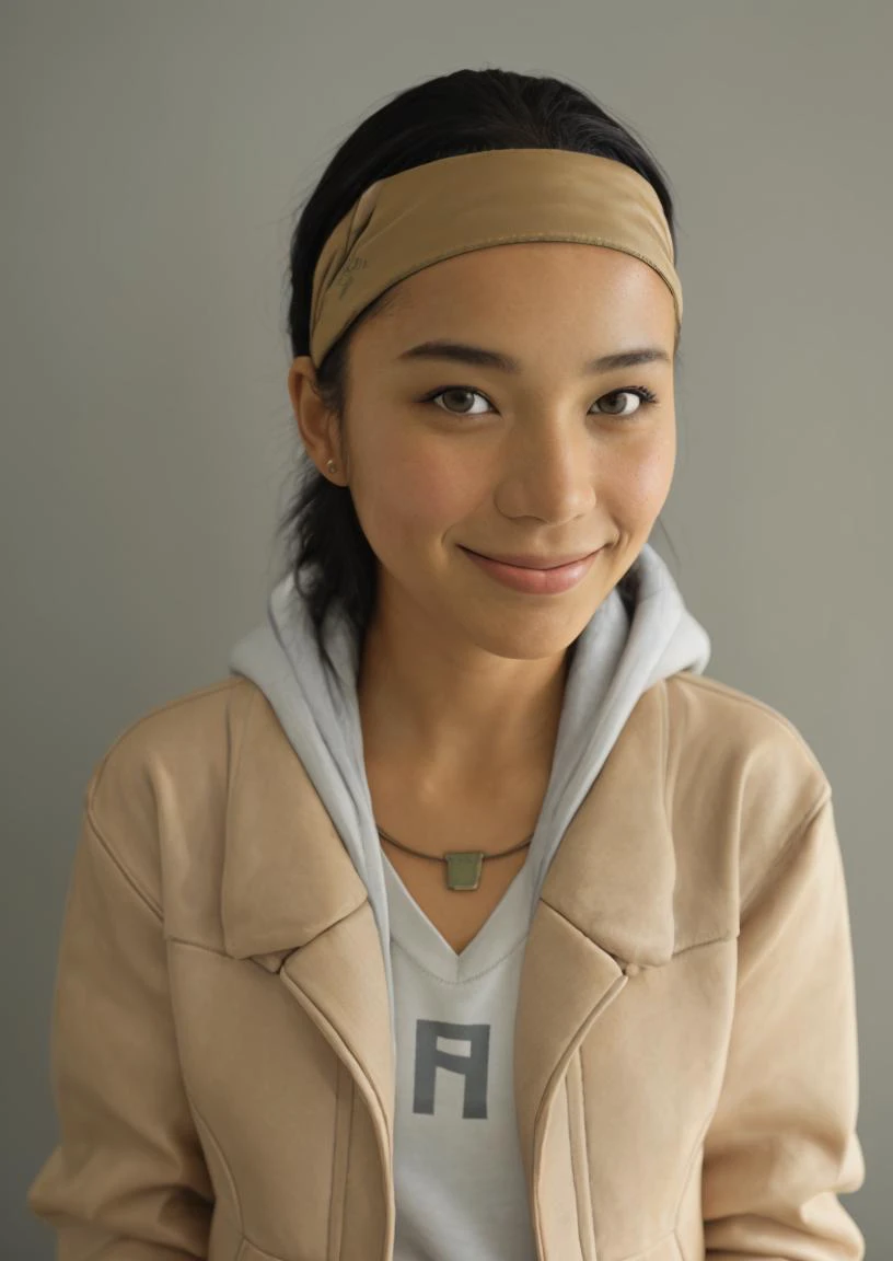 <lora:lyxvnc:1>  face, tan skin, smile, jacket, headband