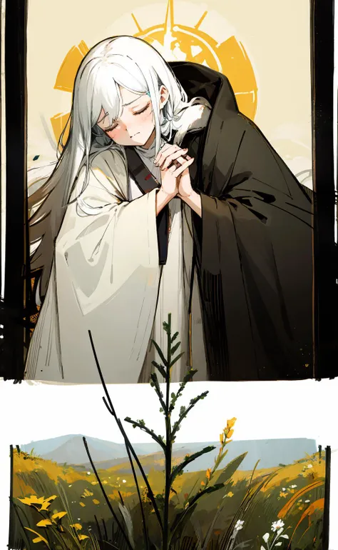 wildflower, closed eyes, praying <lora:wildflower-000008:0.7>