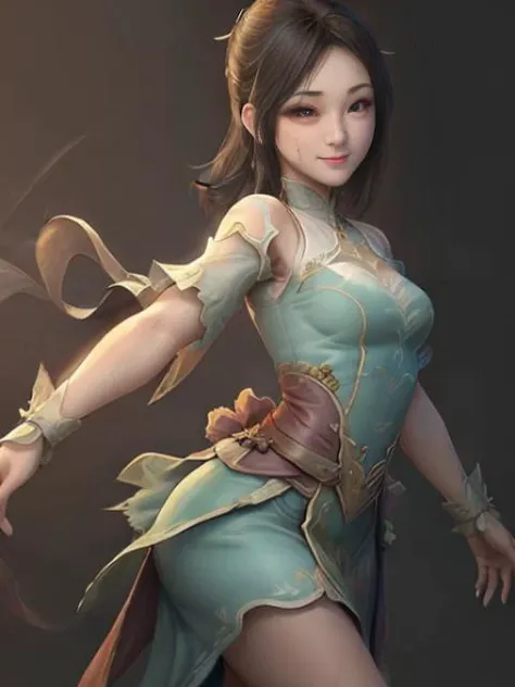 xuner is dancing, looking at viewer, smile,clean background<lora:xuner-000010:0.6>