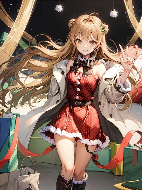 masterpiece, best quality, <lora:rfb-5:1>, christmas_dress, smile face, solo