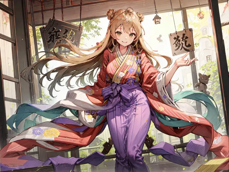 masterpiece, best quality, <lora:rfb-5:1>, hakama, smile face, solo