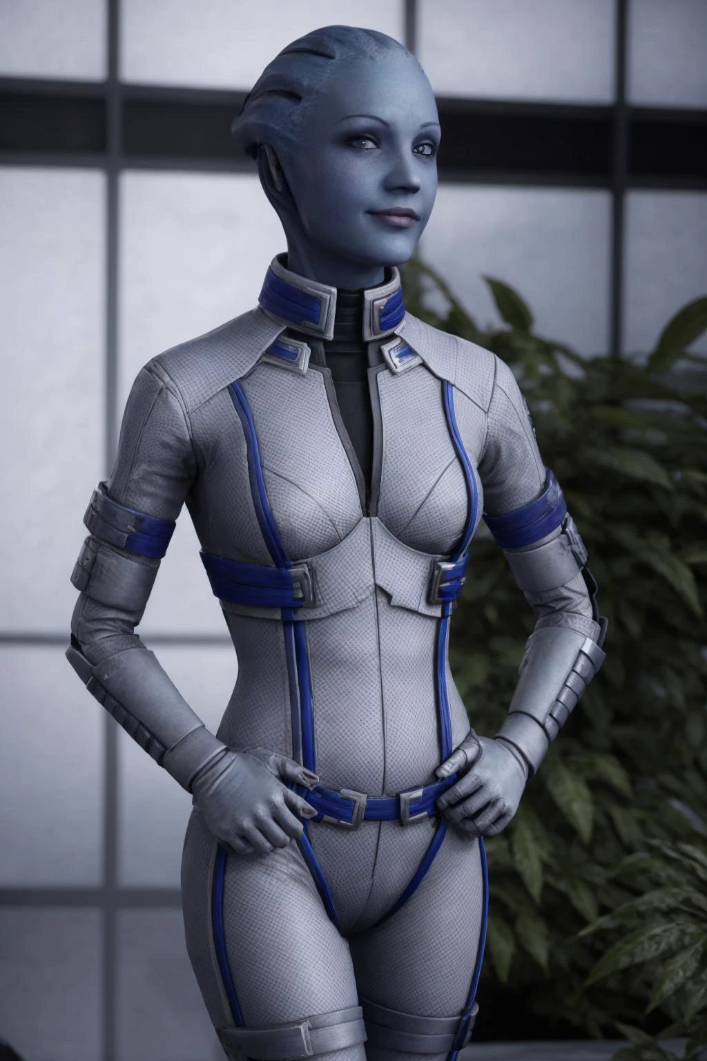 flat chest, very skinny, slender fit body, blue skin
((detailed face)), (detailed skin), smile, <lora:Breasts_Helper_v2:0.6>,
masseffectliara posing holding her hip with her hands in a atrium with plants in the background, cute face, realistic armor materials, shiny armor, dramatic lighting, wallpaper, intricate, sharp focus, ray tracing, rtx, professionally color graded, professional photography, masterpiece, ultra detailed, high quality, best quality, 4k, 8k, raw <lora:masseffectliara:0.58> <lora:add_detail:0.25>, detailed skin texture, (blush:0.5), (goosebumps:0.5), subsurface scattering