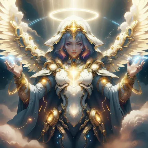 <lora:WorldofLight:0.8> worldoflight, divine holy light, scifi,
1girl, tattoos, glowing tattoos, glowing eyes, colored glowing hair ,
<lora:BlessedTech-20:0.8> blessedtech, blessed, aura,