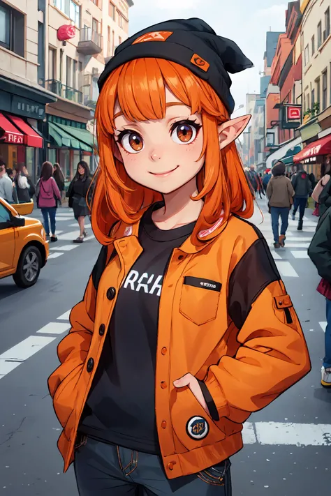1girl,
bangs, eyelashes,
elf, red eyes,hands in pocket, beanie,
multicolored hair, long hair, smile,
looking at viewer,
street wear, baggy clothes, black shirt,
<lyco:mikaPikazoStyleLocon_v30lLocon:0.8>
