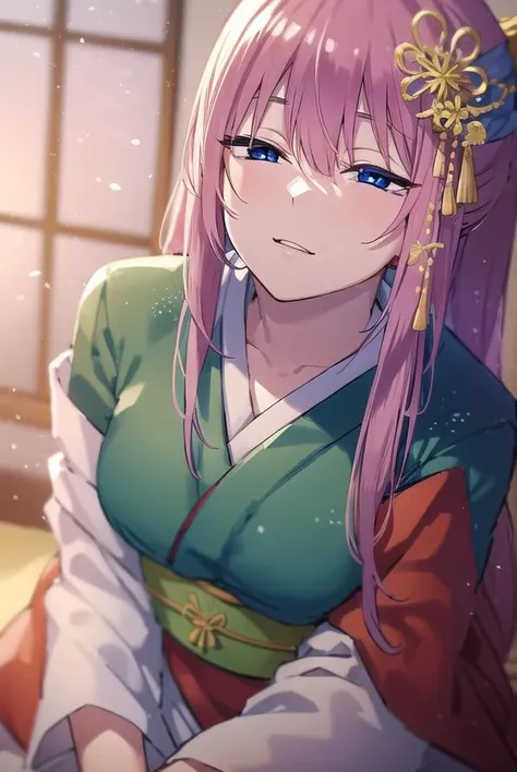 kayosudou, <lora:kayosudou-lora-nochekaiser:1>,
kayo sudou, blue eyes, pink hair, long hair, <lora:sleepy_v100:1>,
BREAK flower, flowes, green sash, hair ornament, japanese clothes, kimono, obi, red kimono, sash,
BREAK cowboy shot, looking at viewer,
BREAK indoors,
BREAK <lyco:GoodHands-beta2:1>, (masterpiece:1.2), best quality, high resolution, unity 8k wallpaper, (illustration:0.8), (beautiful detailed eyes:1.6), extremely detailed face, perfect lighting, extremely detailed CG, (perfect hands, perfect anatomy),