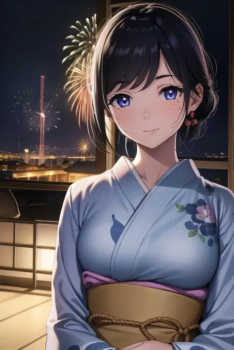(((((複数の全裸のwoman))))) ((((Summer festival Showing nipples woman器を見せる Hot face kimono)))) (((Gray Hair short hair blue eyes woman sexy Teasing the nipples))),((night Fireworks)),(smile),Open your mouth Shining Background Shining Edges