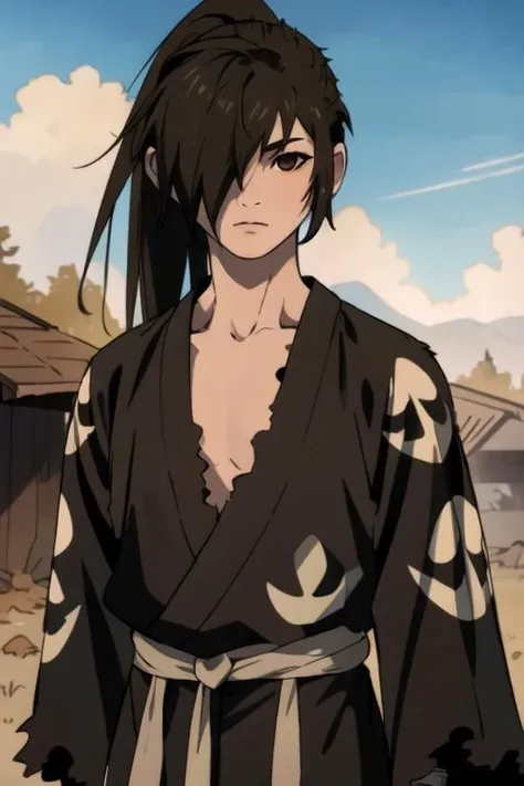 masterpiece, best quality, photorealistic, 1boy, solo, male focus, looking at viewer, , , anime coloring, , <lora:hyakkimaru_dororo:0.86>, hyakkimaru_dororo, , , bathroom,