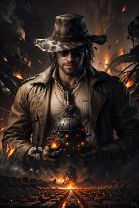 (masterpiece, best quality)
HeisenbergRE, 1boy, solo, muscular, smirk, handsome, beautiful landscape of a nuclear winter, nuclear explosion background, apocalyptic, sci-fi, fantasy, intricate, elegant, (highly detailed:1.29), digital painting, artstation, concept art <lora:epi_noiseoffset2:1> <lora:add_detail:0.7> <lora:HeisenbergRE:0.8>