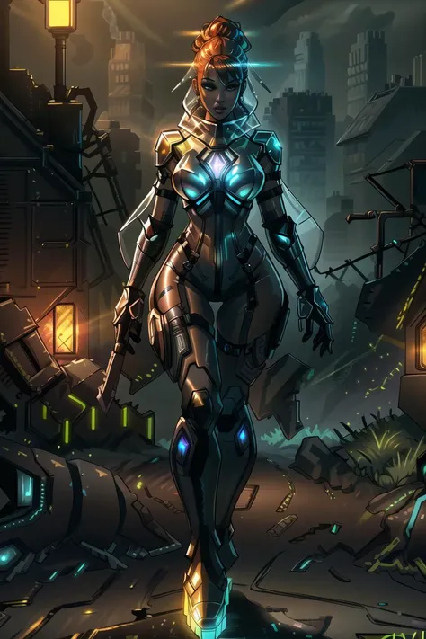 close up shot of 1 Parrley_armor made of (transparent holographic plastic), a battle scarred skinny veteran grizzled woman wearing a full body suit of sleek futuristic armor made of [green|red] (translucent holographic see-through plastic hologram), (detailed face), wearing weird future fashion, serious looking, transparent cloak, (battle stance, action pose, walking towards camera), epic scene city ruin, explosions, smokes, dark, dim light, photorealistic, detailed rimlighting, dark atmosphere, lots of fine detail, cluttered background destroyed, natural textures, natural light, highest quality, highest detail,comic book style, detailed intricate sketch lines and outlines <lora:ParrleyFLEX:0.6>  <lora:weird future fashion_v4:1>