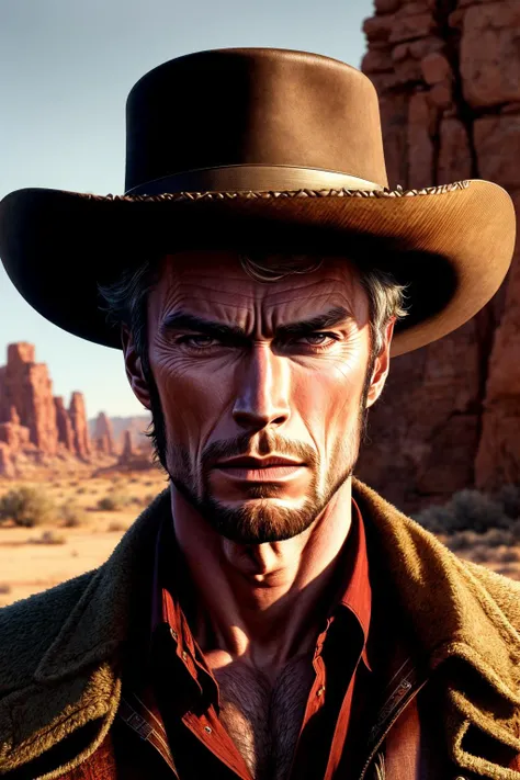 Masterpiece, highly detailed,absurdres, fine detail, HDR,
handsome FH_man,sharp, contrast, realistic drawing,Clint Eastwood, cowboy outfit, desert background, high noon,face focus portrait, ikemen,masculine FH_face, fit FH_body
<lora:edgBekoIkemenWorld:0.7>