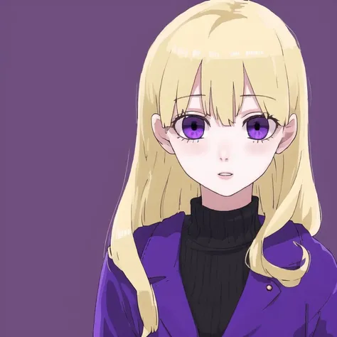 <lora:Jutofe_Akasonu:1.0>, blonde hair, gap, long hair, purple eyes, violet eyes