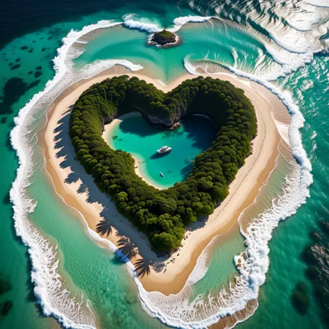 cinematic photo (analog style:1.4) ((distant aerial photo)) paradise ((((heart-shaped island)))), in the middle of the (Caribbean:1.4) sea, (national geographic:1.2) photo, birds-eye-view cinematographic Cinematic, Photoshoot, Shot on 25mm lens, Depth of Field, Tilt Blur, Shutter Speed 1/1000, F/22, White Balance, 32k, Super-Resolution, Pro Photo RGB, Half rear Lighting, Backlight, Dramatic Lighting, Incandescent, Soft Lighting, Volumetric, Conte-Jour, Global Illumination, Screen Space Global Illumination, Scattering, Shadows, Rough, Shimmering, Lumen Reflections, Screen Space Reflections, Diffraction Grading, Chromatic Aberration, GB Displacement, Scan Lines, Ambient Occlusion, Anti-Aliasing, FKAA, TXAA, RTX, SSAO, OpenGL-Shader’s, Post Processing, Post-Production, Cell Shading, Tone Mapping, CGI, VFX, SFX, insanely detailed and intricate, hyper maximalist, elegant, dynamic pose, photography, (volumetric:1.2), ultra-detailed, details, super detailed, ambient . 35mm photograph, film, bokeh, professional, 4k, highly detailed