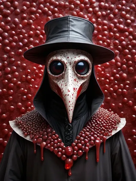 <lora:Morph:0.3> Plague Doctor made of red blood cells