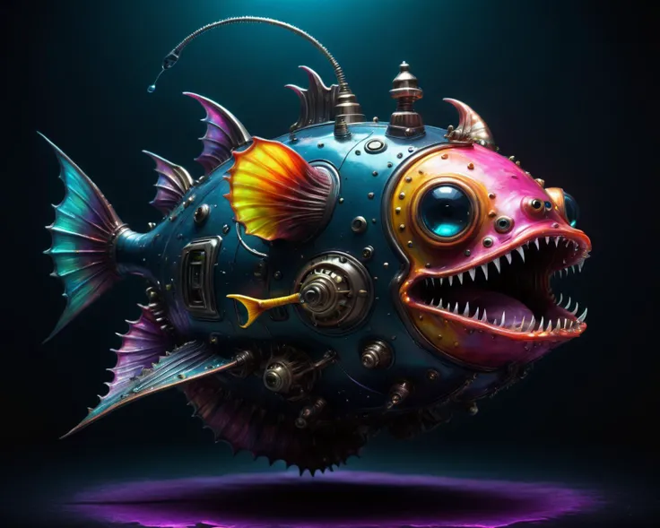 drkkaw, colorful surrealism, little kawaii Award winning photograph of a futuristic anglerfish spaceship ((hybrid)), Oil Paint, Colorful, Neon, 3D, Ultra-HD, Perfectionism, OLED, insanely detailed and intricate, hyper maximalist, elegant, ornate, hyper realistic, super detailed
surreal steampunk, dark surrealism, <lora:Drkkaw:0.6>