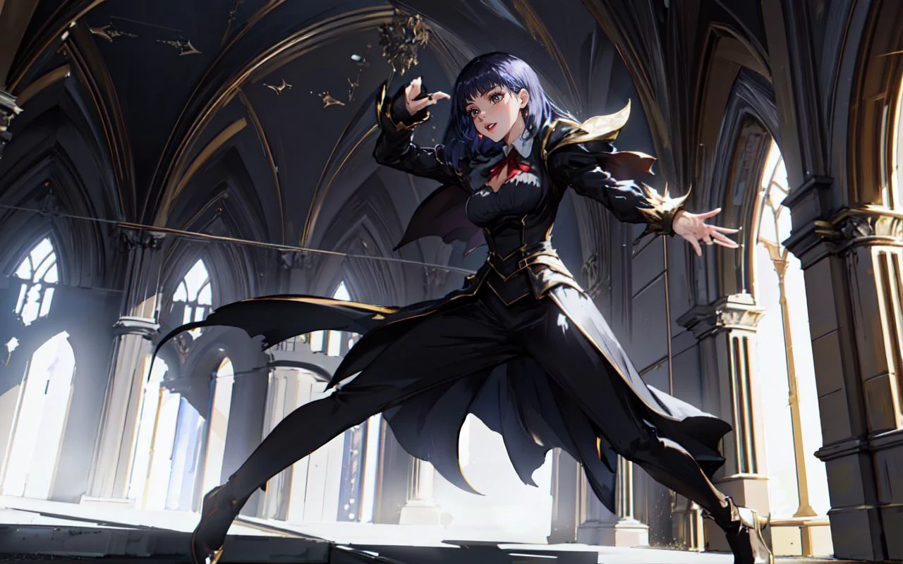 (clothed, masterpiece, wide angle, cinematic establishing shot, young adult european woman, highly detailed background:1.2), volumetric lighting, subsurface scattering, dynamic pose, (special effects, color grading, fantasy aura), (Shadow Weaver:1.4), (Small Perky :0.81), Moonless night, stealthy movements, shadowy cloak, hidden daggers