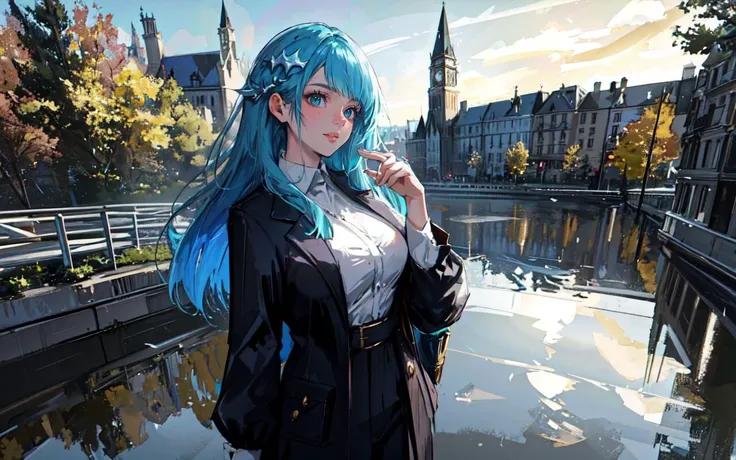 (clothed, masterpiece, wide angle, cinematic establishing shot, young adult european woman, highly detailed background:1.2), volumetric lighting, subsurface scattering, dynamic pose, (special effects, color grading, fantasy aura), (Mystic River Healer:1.4), (Medium Covered breasts:0.81), Serene river, healing herbs, flowing garments, reflective water
