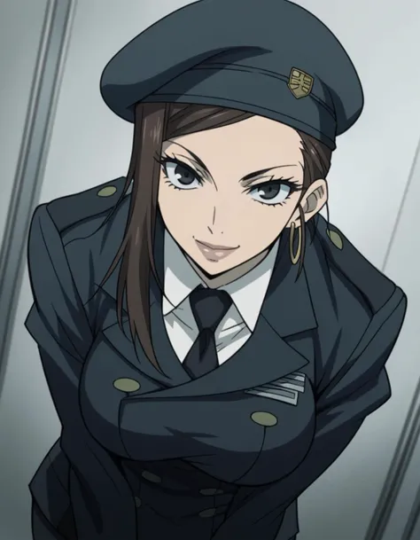 score_9, score_8_up, score_7_up, source_anime,
kiwakomakinaflugel, <lora:kiwako-makina-flugel-s1-ponyxl-lora-nochekaiser:1>,
kiwako makina flugel, large breasts, brown hair, black eyes,
hat, jewelry, earrings, necktie, uniform, military, military uniform, beret,
indoors, smile, prison, bent over,
cowboy shot, looking at viewer, solo, dutch angle,