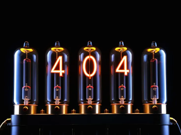 vacuum-tubes indicators is glowing in dark, grid (text("404":1.3)),
<lora:xl_more_art-full_v1:0.5>, <lora:add-detail-xl:0.7>,