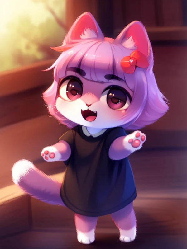 (8k, high resolution,high quality),
((masterpiece)),((small cat:1.4)), (detailed fur), (detailed face), detailed background, by dagasi,(by personalami), by SilverFox5213,[by Ruan Jia]
happy cat, chibi, open mouth
black t-shirt, short sleeves
cute paws of a cat, fluffy
((cat_nose))
<lora:my_LoRA_masunya_v3:1>