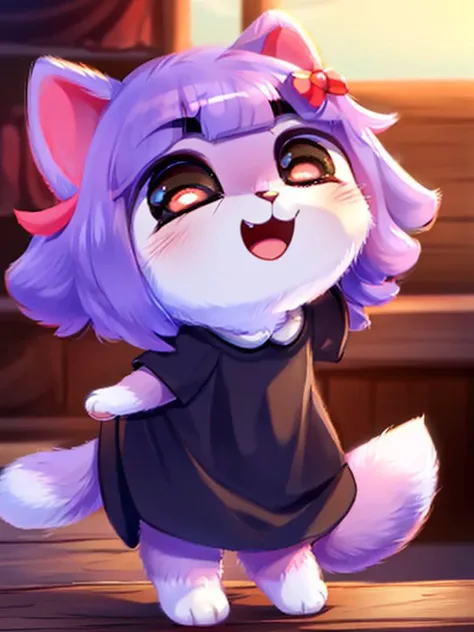 (8k, RAW photo,high resolution,high quality),
happy cat, chibi, open mouth
black dress
((masterpiece)),((small cat:1.4)), (detailed fur), (detailed face), detailed background, by dagasi,(by personalami), by SilverFox5213,[by Ruan Jia]
cute paws of a cat, fluffy
 <lora:my_LoRA_masunya_v3:1>