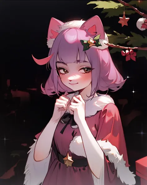 ((masterpiece)), (detailed face), 1 girl, fullbody, girl gives present, pov, <lora:my_LoRA_masunya_v3:1>, happy smile, <lora:Ears Down:0.7>, cat ears, beautiful hands, <lora:Santa Dress_v1:0.8> santa dress, (((present in hands))), christmas tree on background , soft sparkles