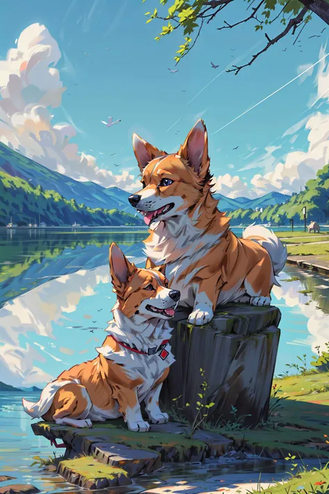 corgi style by snatti, PIXIV, by the lake, blue sky, cute, adorable,
composition, (masterpiece), top quality, best quality, (absurdres), deep focus, intricate details, high quality, ultra high res, 8k, UHD, HD <lora:corgi style by snatti_20231101164707-000014:0.6> <lora:add_detail:0.4>