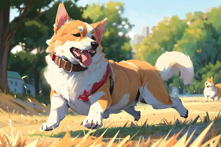 (masterpiece:1.2), best quality,PIXIV, corgi style by snatti,
dog, no humans, tongue, outdoors, tongue out, grass, tree, ball, shiba inu, blurry, day, animal focus, running, collar
<lora:corgi style by_20231101164707-000014:0.7>