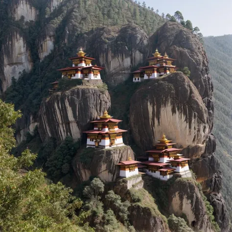 Monasteries in Bhutan, perched like eagles' nests on cliffs.