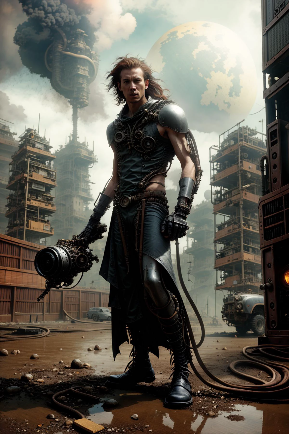 Analogue photo of punk  a monster WR_HorrAmp TL1_Reelmech, elephant,(detailed face features), fun person, (runes), (feared), full-body,  hard lighting, from above (8K, RAW photo, best quality, masterpiece:1.2), (realistic, photo-realistic:1.4), ultra-detailed  TL1_Reelmech