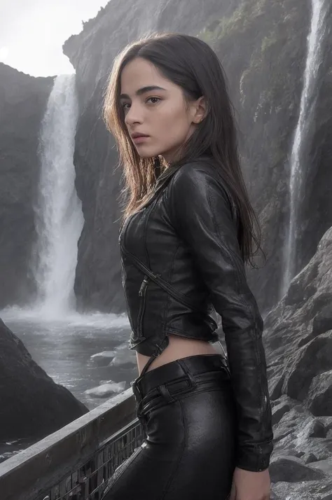 tv_Buket_Komur_A_V2, model pose, surprised expression, ((wearing a business suit )),full body shot, Dawn, at a waterfall, (((relaxed))), "epic-Ultra-HD-details", "epic-Ultra-HD-highlights", PA7_Human-Likeness