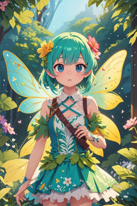 ((masterpiece)), (best quality), official art, extremely detailed CG, unity 8k wallpaper, ultra detailed,
fairy dress, fairy girl, short skirt, flying, flowers, sheer, lace, green,
Spirit realm with ethereal wisps and shimmering energy, upper body,
<lora:fairy_dress-1.0:0.8>
