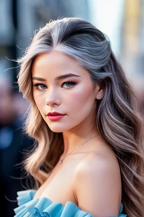 photo of beautiful (nadbreaty:0.99), a woman with beautiful hair, hair upsweep updo, as a movie star in a (movie premiere), premiere gala, (near a movie theatre), natural skin texture, (elegant green ruffled dress), 24mm, 4k textures, soft cinematic light, adobe lightroom, photolab, hdr, intricate, elegant, highly detailed, sharp focus, ((((cinematic look)))), soothing tones, insane details, intricate details, hyperdetailed, low contrast, soft cinematic light, exposure blend, hdr, faded, (paparazzi in background), (painted lips:1.1), ((looking straight at the camera:1.1))
