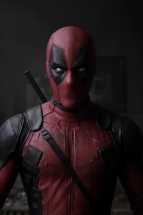 Deadpool,photography,trending on artstation,wearing mask,studio photo,intricate details,sharp focus,by greg rutkowski,highly detailed,<lora:Deadpool:0.5>,white eyes,
