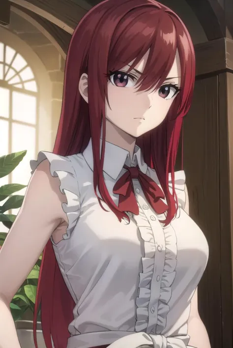 erzascarlet, <lyco:erzascarlet-lyco-nochekaiser:1>,
erza scarlet, long hair, (red hair:1.5), hair between eyes, (brown eyes:1.5),
skirt, shirt, bow, boots, sleeveless, sleeveless shirt, tattoo, white shirt, frills,
BREAK indoors, guild,
BREAK looking at viewer, (cowboy shot:1.5),
BREAK <lyco:GoodHands-beta2:1>, (masterpiece:1.2), best quality, high resolution, unity 8k wallpaper, (illustration:0.8), (beautiful detailed eyes:1.6), extremely detailed face, perfect lighting, extremely detailed CG, (perfect hands, perfect anatomy),