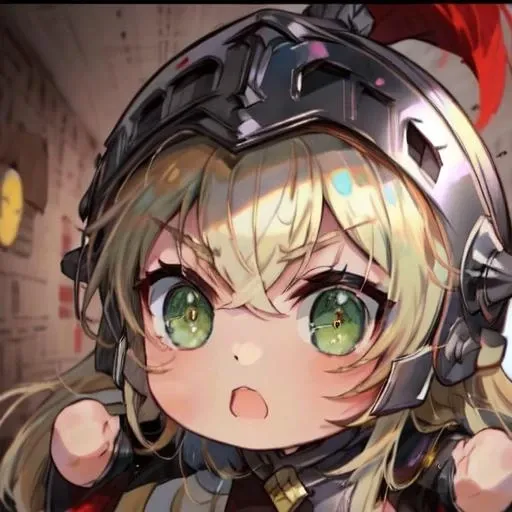 masterpiece,best quality,chibi,tiemie,1girl,dumbface,blonde hair,long hair,(helmet),green eyes,<lora:dumbface:0.7>,<lora:chibi-tiemie:1.1>,