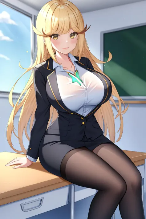 (of the highest quality:1.5, high resolution, 超high resolution, 4k, detailed lighting, Shaders, perfect hand anatomy), blonde straight hair, big breasts, nurse uniform, neckline, Thighs, SMILE, to throw, close up photography, They are standing, Hospital history