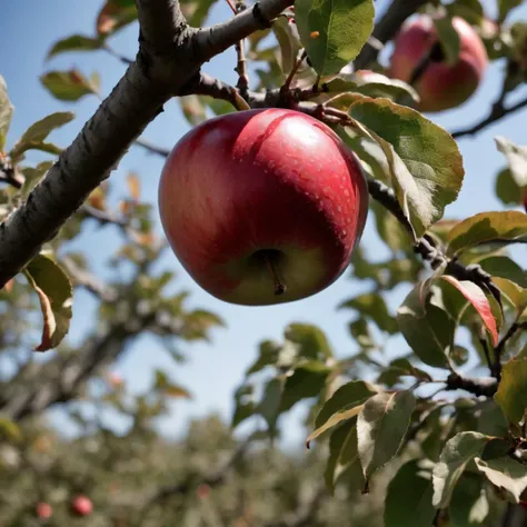 __NEW_My_wildcards/Camera_wildcards/camera_nested_angles_and_framing__ a photograph of a red apple hanging in a tree,
Low Angle Shot, Extreme long shot, a photograph of a red apple hanging in a tree,