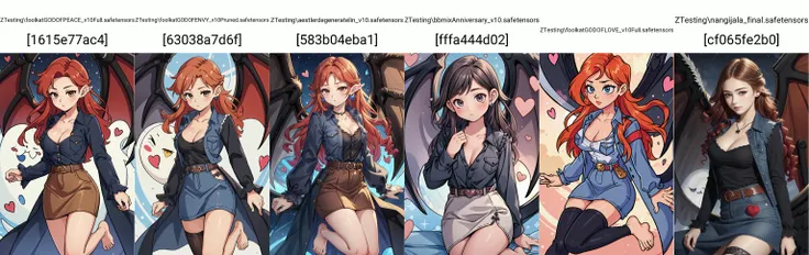 (masterpiece, best quality), intricate details,
1girl, <lora:Ghostrick_Socuteboss:0.8> ghostrickscb, long sleeves,heart, wings, barefoot
<lora:android18test:0.8> belt, black legwear, black shirt, breast pocket, cleavage, collarbone, denim, denim skirt, high-waist skirt, jewelry, long sleeves, pocket, shirt, shirt tucked in, skirt, striped, striped sleeves, waistcoat,,