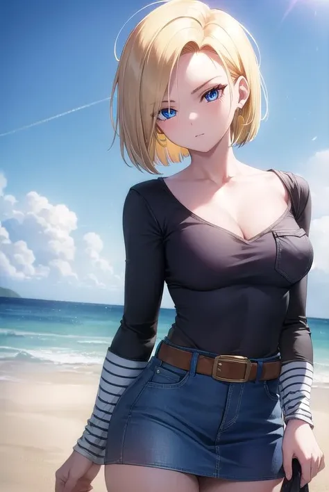 1girl, android 18, blush