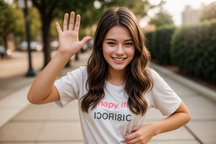 photo of a 18 year old girl,happy,laughing,shirt,ray tracing,detail shadow,shot on Fujifilm X-T4,85mm f1.2,depth of field,blurry background,bokeh,motion blur,<lora:add_detail:1>,