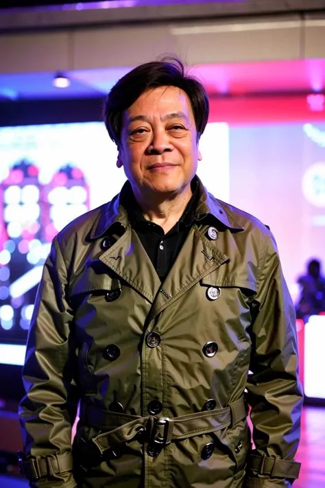 Television presenter,(portrait:1.2), (half body:1.2),(face focus:1),  modelshoot style, (extremely detailed CG unity 8k wallpaper), Intricate, High Detail, Sharp focus, dramatic,((Television stage)), ((Standing on a TV show stage)),(looking at viewer), (detailed pupils:1.2), (elegant suit:1.3), <lora:houyaowen:0.8>