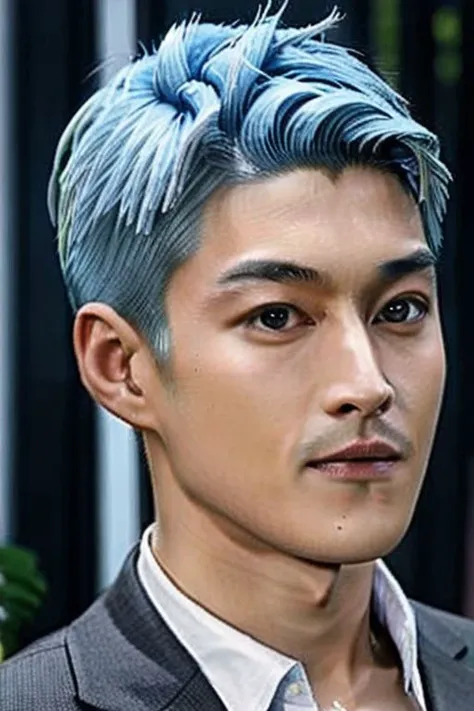 ((((1boy , medium shot, light blue hair color :1.5)))),(8k, RAW photo, best quality, masterpiece:1.2), (realistic, photo-realistic:1.4), (extremely detailed CG unity 8k wallpaper) , (( close up shot portrait of a charming Horsen posing for shang yoon magazine in light blue, in the style of deconstructed tailoring, close up, rounded, precisionist, limited color range, duckcore, celestial :1.4)),((super biggest muscle chest )), ((muscular arms and a broad chest, strong, athletic, muscle:1.3 )), hyper detailed, soft lighting, strong backlight, beautiful lighting , hyperreal, front shot, ((random photorealistic full pose :1.3)),(day scene:1.2) 4k, cinematic, widescreen, zoom out, intricate detail, finely detailed, hyper detailed, insane details, centered, epic composition, smooth, extreamly realistic, cenematic, attractive beautiful, hyper realistic, photographed by Canon EOS 6D Mark II RF