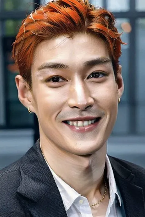 ((((1boy , medium shot, light orange hair color :1.5)))),(8k, RAW photo, best quality, masterpiece:1.2), (realistic, photo-realistic:1.4), (extremely detailed CG unity 8k wallpaper) , (( smile close up shot portrait of a charming Horsen posing for shang yoon magazine in light blue, in the style of deconstructed tailoring, close up, rounded, precisionist, limited color range, duckcore, celestial :1.4)),((super biggest muscle chest )), ((muscular arms and a broad chest, strong, athletic, muscle:1.3 )), hyper detailed, soft lighting, strong backlight, beautiful lighting , hyperreal, front shot, ((random photorealistic full pose :1.3)),(day scene:1.2) 4k, cinematic, widescreen, zoom out, intricate detail, finely detailed, hyper detailed, insane details, centered, epic composition, smooth, extreamly realistic, cenematic, attractive beautiful, hyper realistic, photographed by Canon EOS 6D Mark II RF
