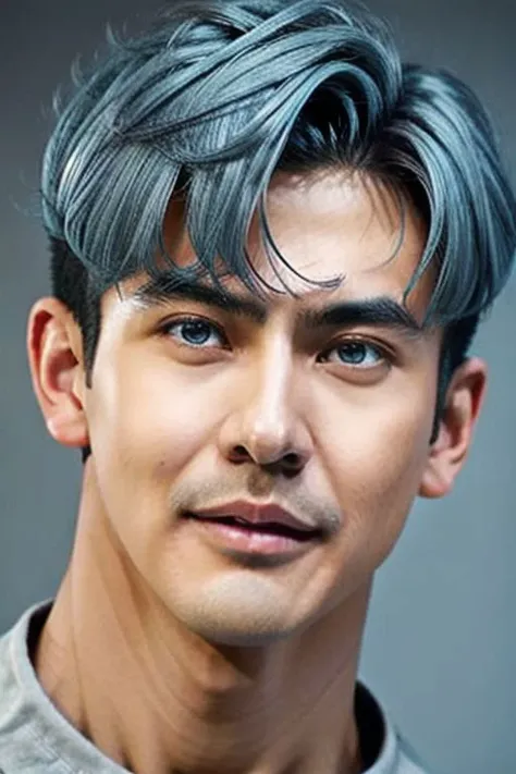 ((((1boy ,Face facing lef, medium shot, light blue short hair  color :1.5)))),(8k, RAW photo, best quality, masterpiece:1.2), (realistic, photo-realistic:1.4), (extremely detailed CG unity 8k wallpaper) , ((  close up shot portrait of a charming Horsen posing for shang yoon magazine in light blue, in the style of deconstructed tailoring, close up, rounded, precisionist, limited color range, duckcore, celestial :1.4)),((super biggest muscle chest )), ((muscular arms and a broad chest, strong, athletic, muscle:1.3 )), hyper detailed, soft lighting, strong backlight, beautiful lighting , hyperreal, front shot, ((random photorealistic full pose :1.3)),(day scene:1.2) 4k, cinematic, widescreen, zoom out, intricate detail, finely detailed, hyper detailed, insane details, centered, epic composition, smooth, extreamly realistic, cenematic, attractive beautiful, hyper realistic, photographed by Canon EOS 6D Mark II RF