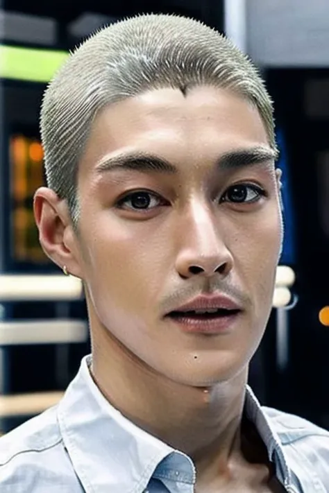 ((((1boy , medium shot, skinhead white hair color :1.5)))),(8k, RAW photo, best quality, masterpiece:1.2), (realistic, photo-realistic:1.4), (extremely detailed CG unity 8k wallpaper) , (( close up shot portrait of a charming Horsen posing for shang yoon magazine in light blue, in the style of deconstructed tailoring, close up, rounded, precisionist, limited color range, duckcore, celestial :1.4)),((super biggest muscle chest )), ((muscular arms and a broad chest, strong, athletic, muscle:1.3 )), hyper detailed, soft lighting, strong backlight, beautiful lighting , hyperreal, front shot, ((random photorealistic full pose :1.3)),(day scene:1.2) 4k, cinematic, widescreen, zoom out, intricate detail, finely detailed, hyper detailed, insane details, centered, epic composition, smooth, extreamly realistic, cenematic, attractive beautiful, hyper realistic, photographed by Canon EOS 6D Mark II RF