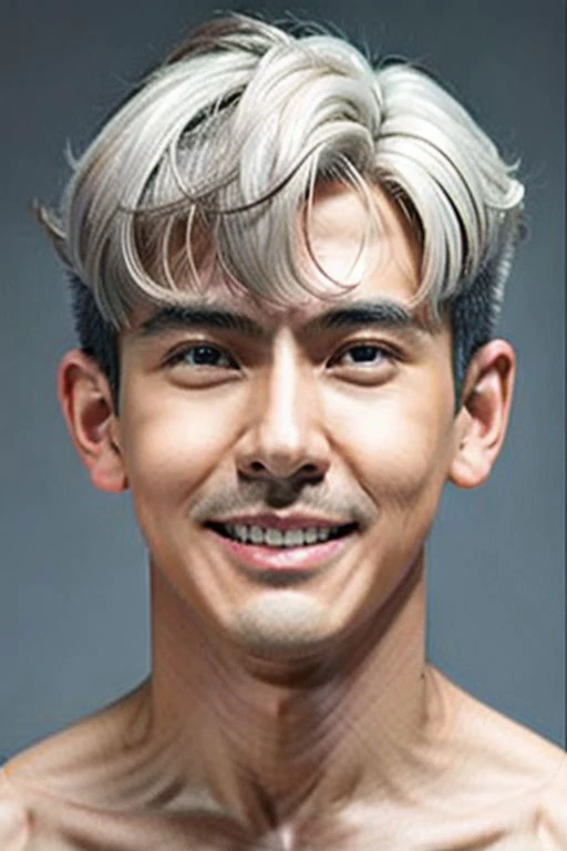 ((((1boy ,Face facing lef, medium shot, white short hair  color :1.5)))),(8k, RAW photo, best quality, masterpiece:1.2), (realistic, photo-realistic:1.4), (extremely detailed CG unity 8k wallpaper) , ((  smile close up shot portrait of a charming Horsen posing for shang yoon magazine in light blue, in the style of deconstructed tailoring, close up, rounded, precisionist, limited color range, duckcore, celestial :1.4)),((super biggest muscle chest )), ((muscular arms and a broad chest, strong, athletic, muscle:1.3 )), hyper detailed, soft lighting, strong backlight, beautiful lighting , hyperreal, front shot, ((random photorealistic full pose :1.3)),(day scene:1.2) 4k, cinematic, widescreen, zoom out, intricate detail, finely detailed, hyper detailed, insane details, centered, epic composition, smooth, extreamly realistic, cenematic, attractive beautiful, hyper realistic, photographed by Canon EOS 6D Mark II RF