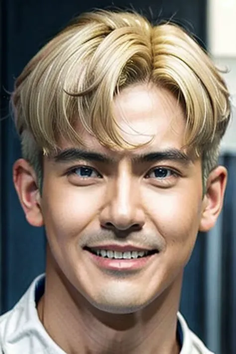 ((((1boy ,Face facing lef, medium shot, light blonde short hair  color :1.5)))),(8k, RAW photo, best quality, masterpiece:1.2), (realistic, photo-realistic:1.4), (extremely detailed CG unity 8k wallpaper) , ((  smile close up shot portrait of a charming Horsen posing for shang yoon magazine in light blue, in the style of deconstructed tailoring, close up, rounded, precisionist, limited color range, duckcore, celestial :1.4)),((super biggest muscle chest )), ((muscular arms and a broad chest, strong, athletic, muscle:1.3 )), hyper detailed, soft lighting, strong backlight, beautiful lighting , hyperreal, front shot, ((random photorealistic full pose :1.3)),(day scene:1.2) 4k, cinematic, widescreen, zoom out, intricate detail, finely detailed, hyper detailed, insane details, centered, epic composition, smooth, extreamly realistic, cenematic, attractive beautiful, hyper realistic, photographed by Canon EOS 6D Mark II RF