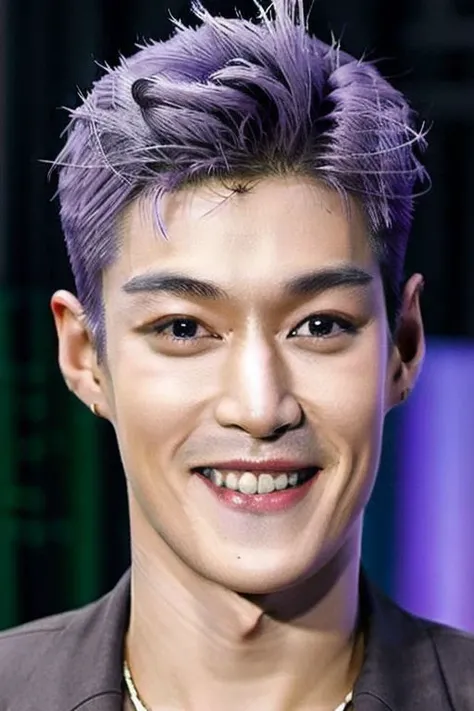 ((((1boy , medium shot, light purple hair color :1.5)))),(8k, RAW photo, best quality, masterpiece:1.2), (realistic, photo-realistic:1.4), (extremely detailed CG unity 8k wallpaper) , (( smile close up shot portrait of a charming Horsen posing for shang yoon magazine in light blue, in the style of deconstructed tailoring, close up, rounded, precisionist, limited color range, duckcore, celestial :1.4)),((super biggest muscle chest )), ((muscular arms and a broad chest, strong, athletic, muscle:1.3 )), hyper detailed, soft lighting, strong backlight, beautiful lighting , hyperreal, front shot, ((random photorealistic full pose :1.3)),(day scene:1.2) 4k, cinematic, widescreen, zoom out, intricate detail, finely detailed, hyper detailed, insane details, centered, epic composition, smooth, extreamly realistic, cenematic, attractive beautiful, hyper realistic, photographed by Canon EOS 6D Mark II RF